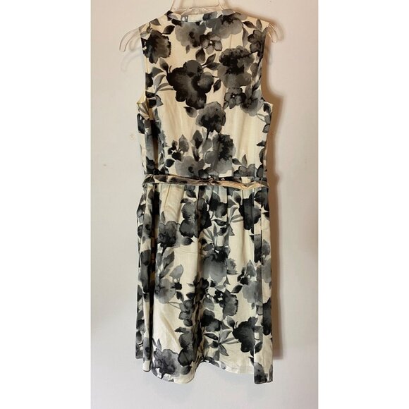Ann Taylor Loft Petites Black & White Floral Sleeveless Ruffle Front Dress 2P - Picture 3 of 9